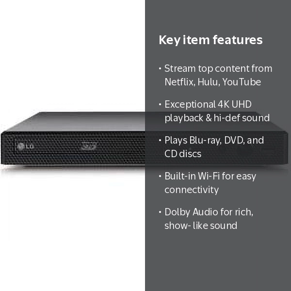 LG Multi DVD Blu-ray Player with Wi-Fi Services & HD Streaming