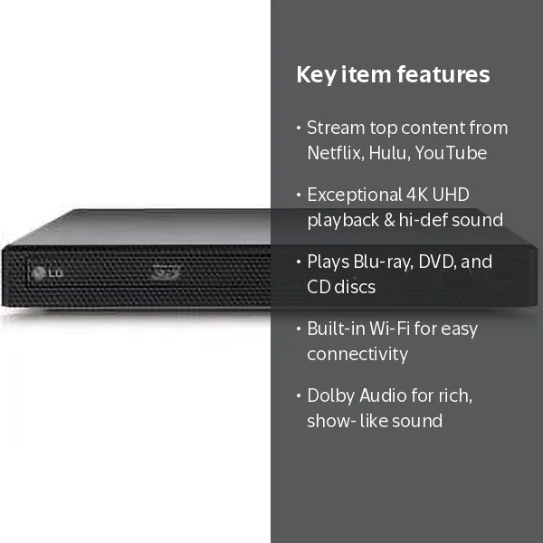 LG Multi DVD Blu-ray Player with Wi-Fi Services & HD Streaming