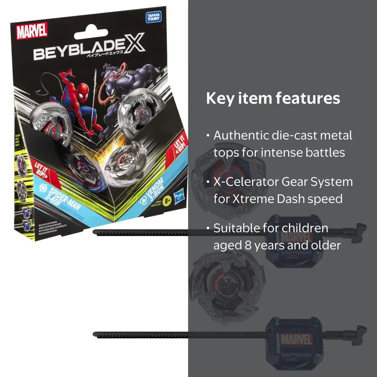Free Shipping! Beyblade Beyblade X Marvel Collab Spider-Man 3-60F
