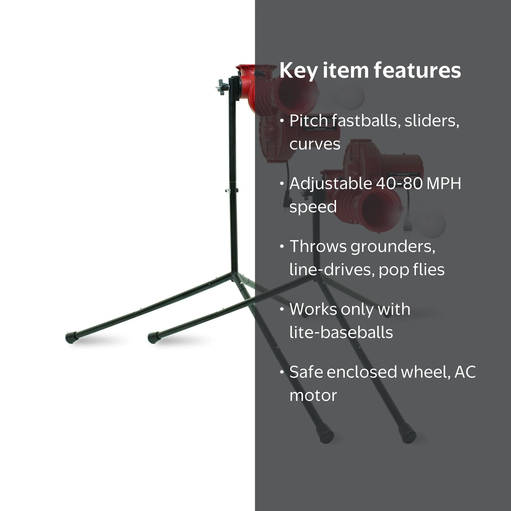 Heater, Baseball Pitching Machine, Power Alley Lite 360, Portable