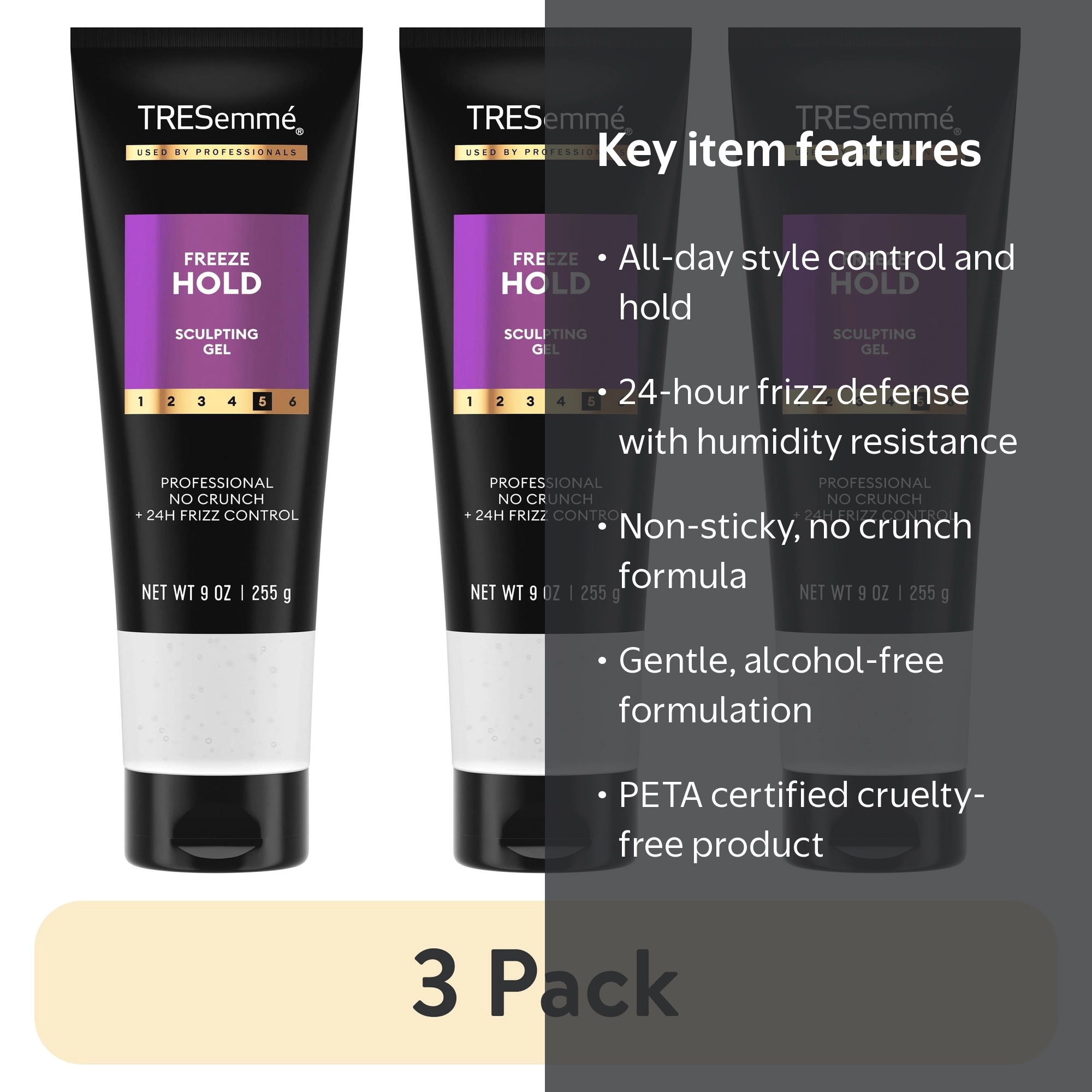 3 pack) TRESemmé Mega Control Alcohol-Free Hair Gel For Frizz