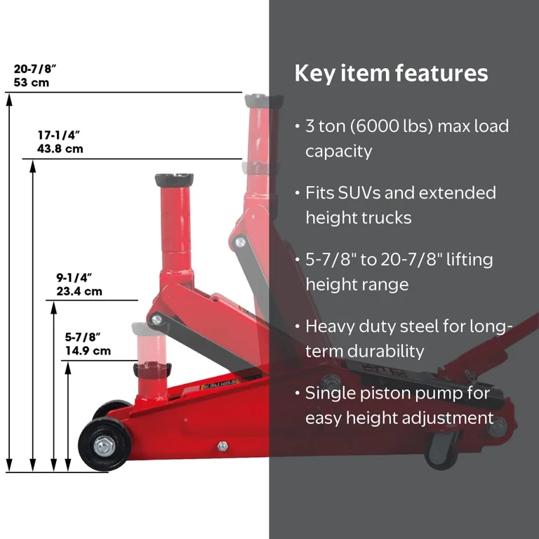 Torin BIG RED High Lift DT83006 3 Ton Hydraulic Floor Jack