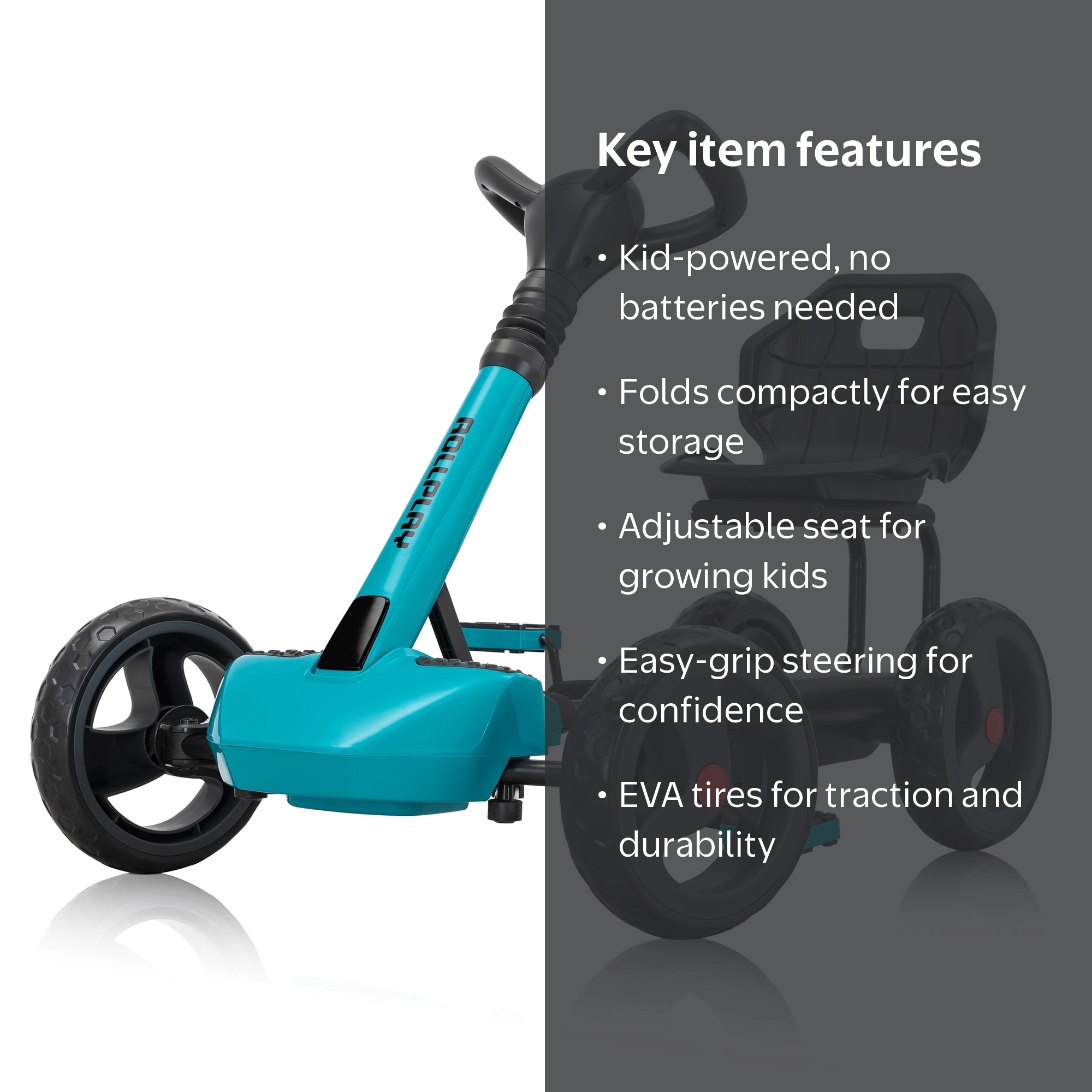 Rollplay, Kid Pedal Ride-On Vehicle, XL Pedal Kart, Teal - Walmart.com