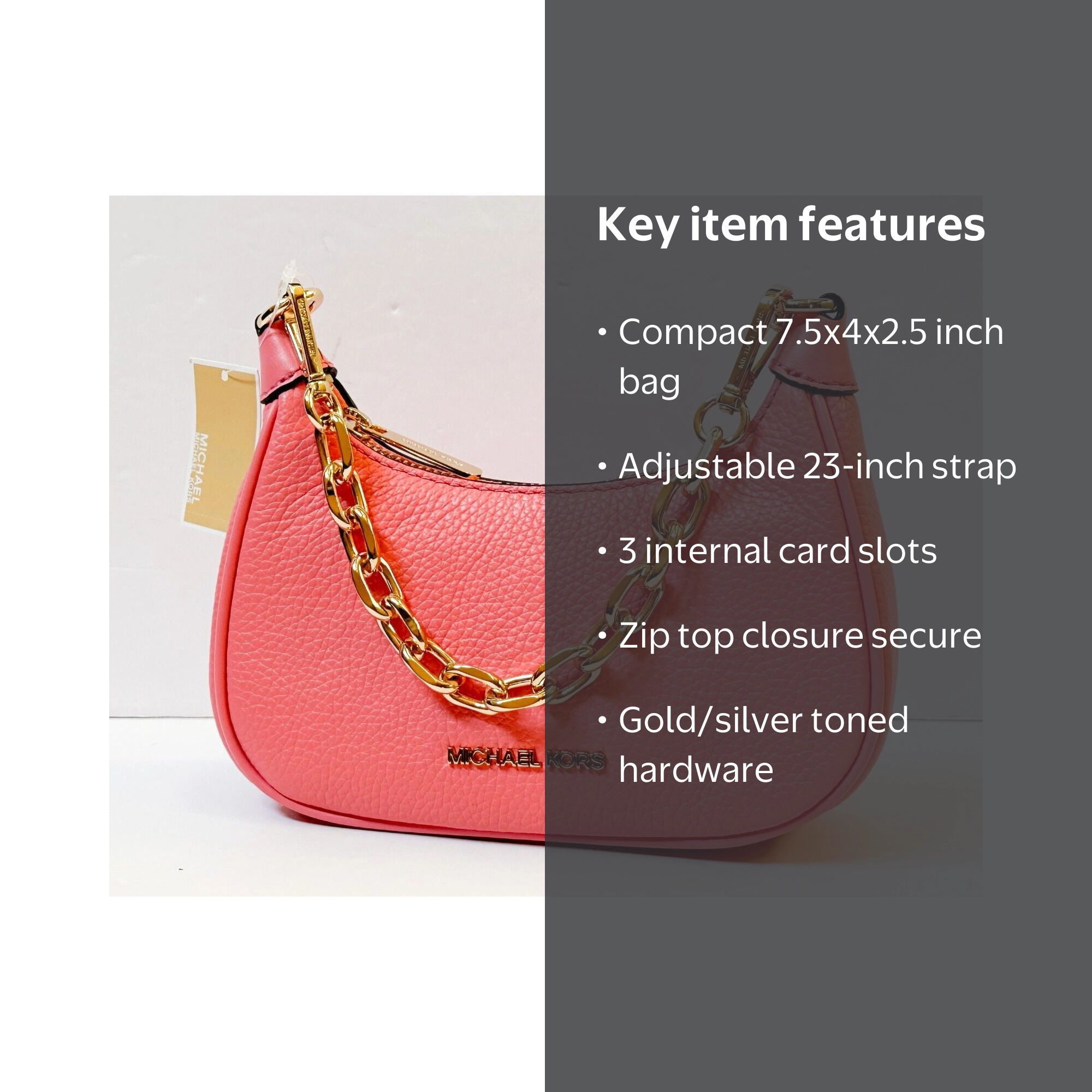 MICHAEL KORS CORA MINI ZIP POUCHETTE CHAIN SHOULDER CROSSBODY BAG