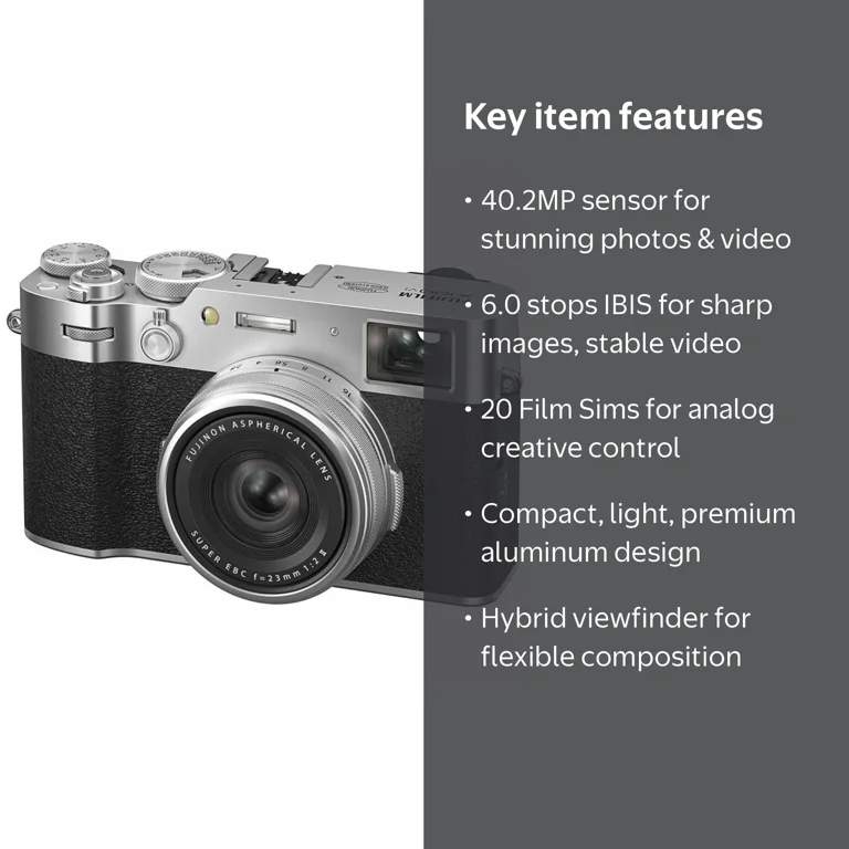 FUJIFILM X100VI シルバー Fujifilm X100VI 40 Megapixel Digital Photo Compact Camera, Good