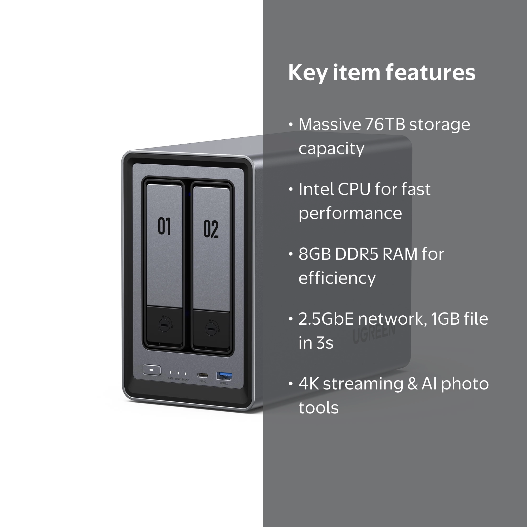 UGREEN NASync DXP2800 2ベイ + 2TB HDD 2 bay NAS Storage for Home | 14-day worry-free trial – UGREEN NAS US