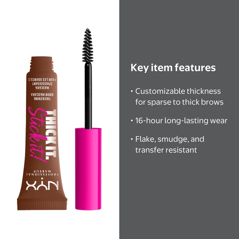 NYX Thick It Stick It Brow Gel Mascara, Rich Auburn, 0.23 fl oz
