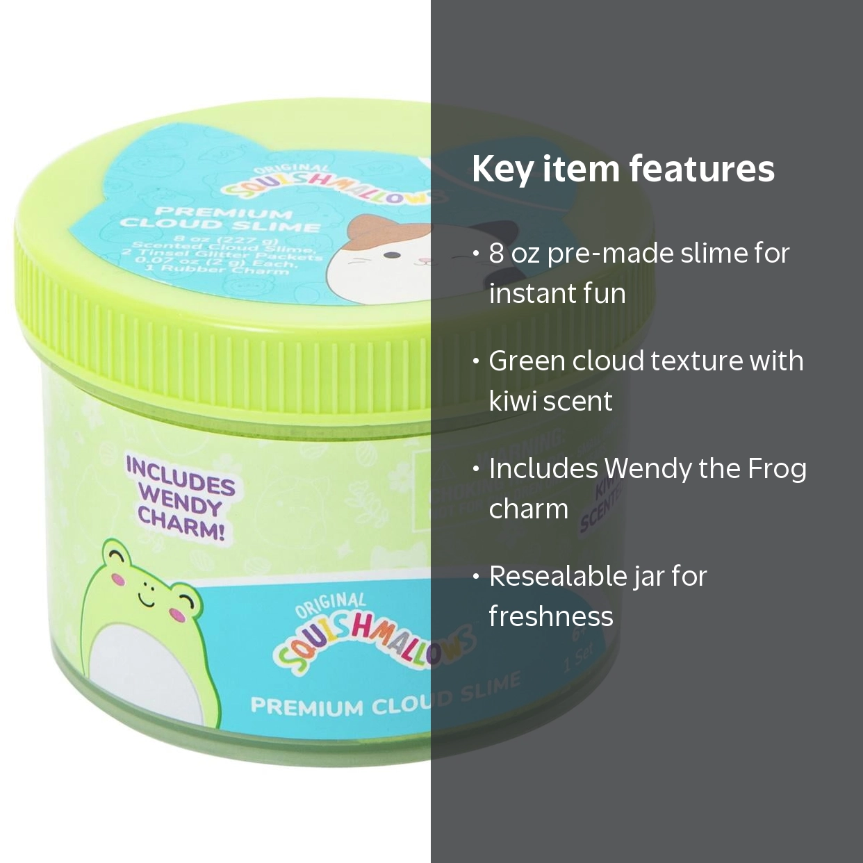 Squishmallows Kelly the Frog Kiwi Scented Glitter Slime 8 oz