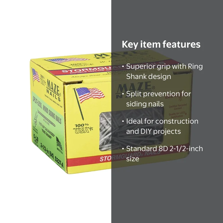 MAZE NAILS S227A-5 Double Hot Dipped Ring Shank Split Less Siding