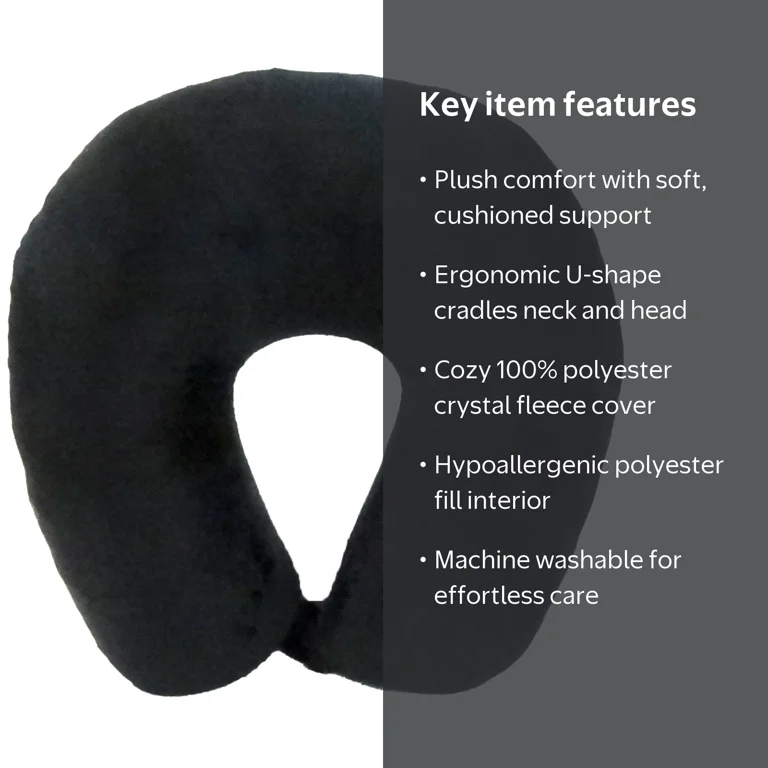 Protege Neck Pillow, Black, Polyester, Unisex, 12 x 4 x 12.75 in