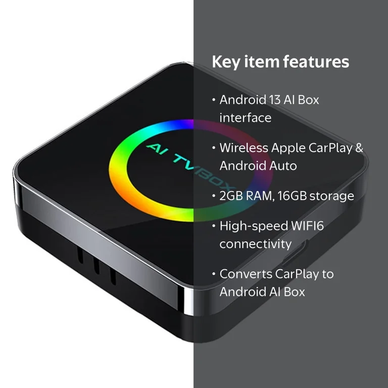 Android 13 Ai TVBox Ai Box Carplay WIFI6 2G+16G Wireless Carplay Android 13 Ai TVBox Ai Box Carplay WIFI6 2G+16G Wireless Carplay