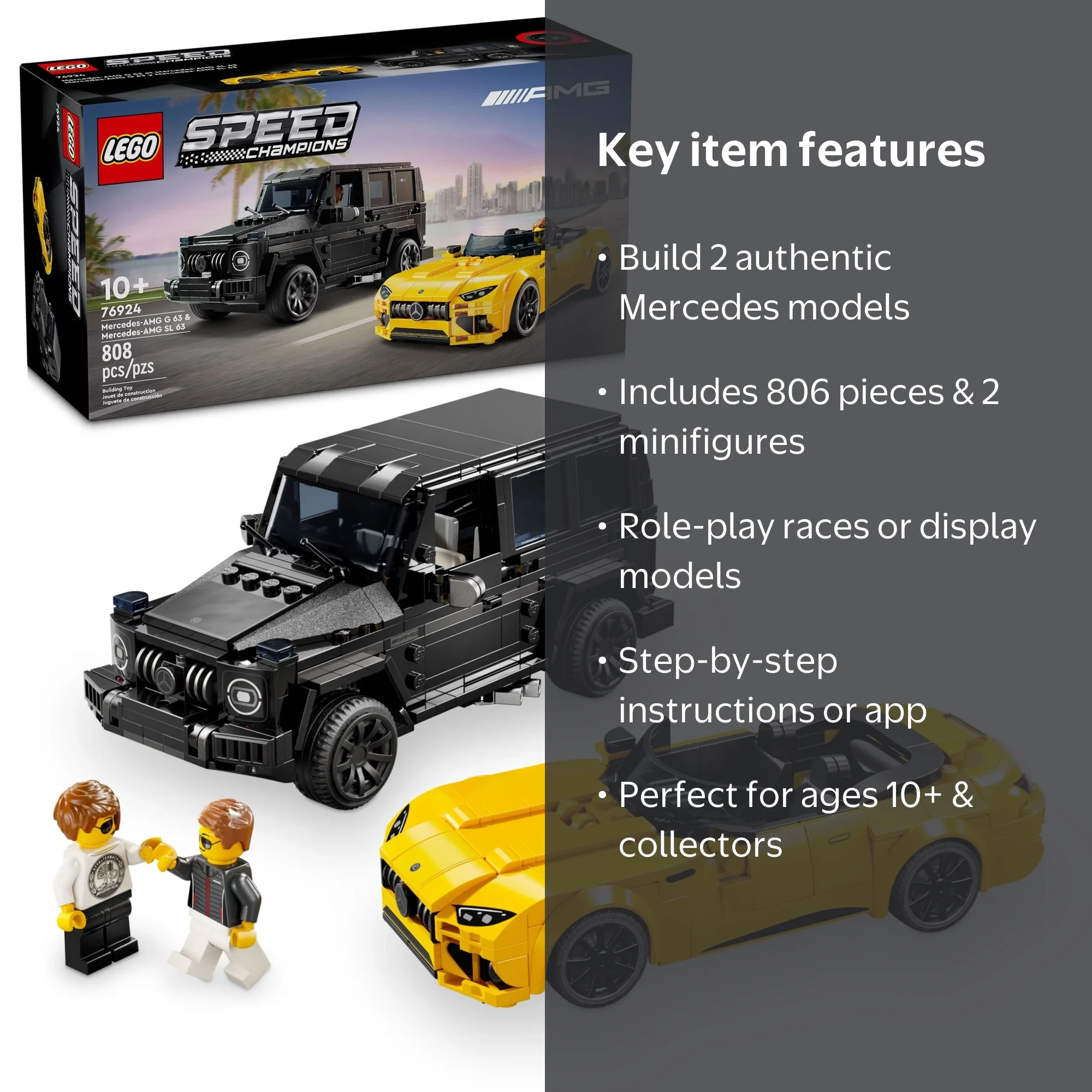 LEGO, Speed Champions Toy Cars, 76924, Mercedes-AMG G 63 & SL 63