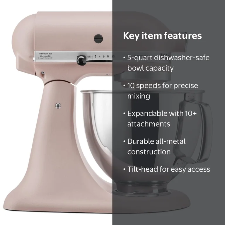KitchenAid, Stand Mixer, Feather Pink, 5-Quart Tilt-Head - Walmart.com