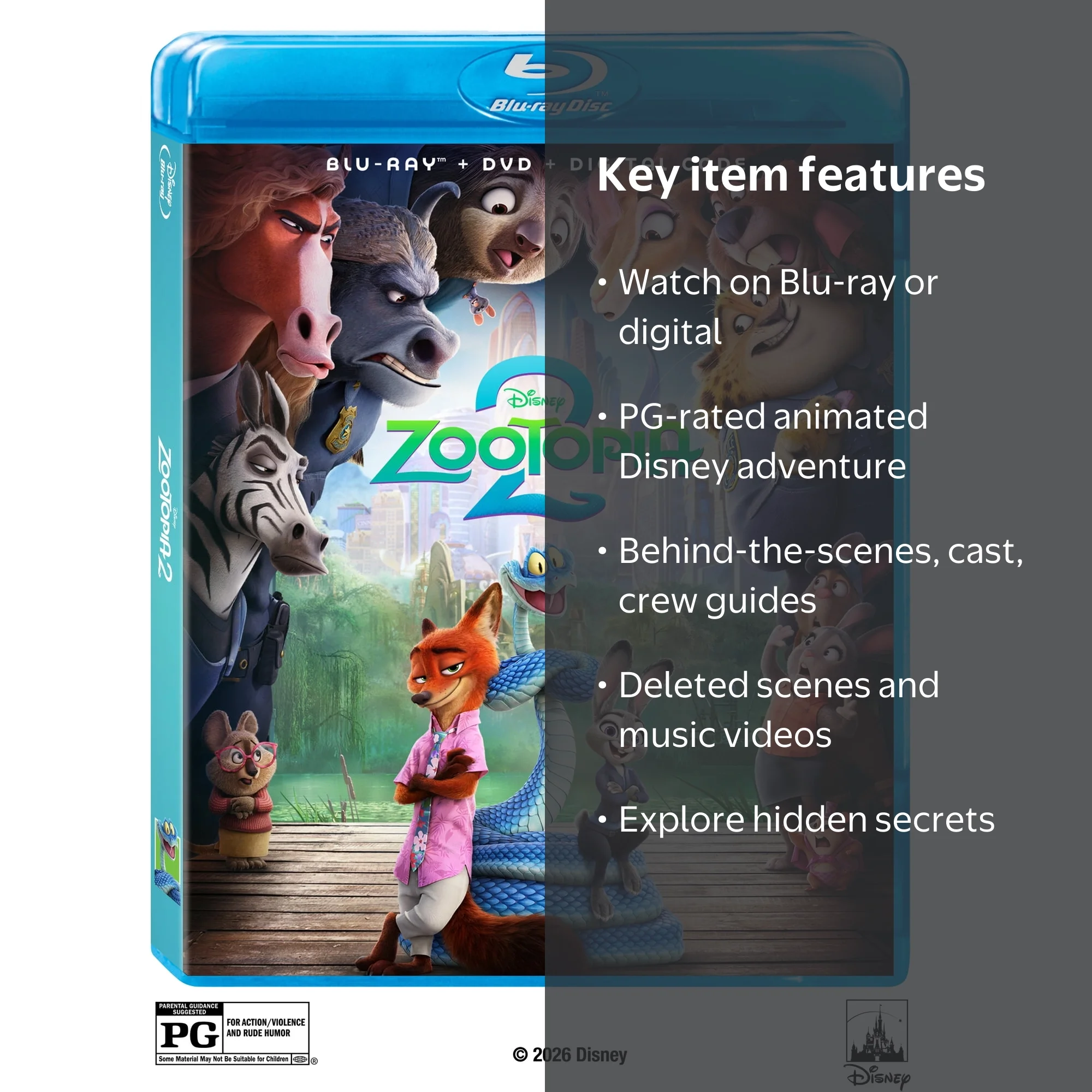Zootopia 2 -(Blu-ray + Digital Copy) Disney, Adventure, Animated