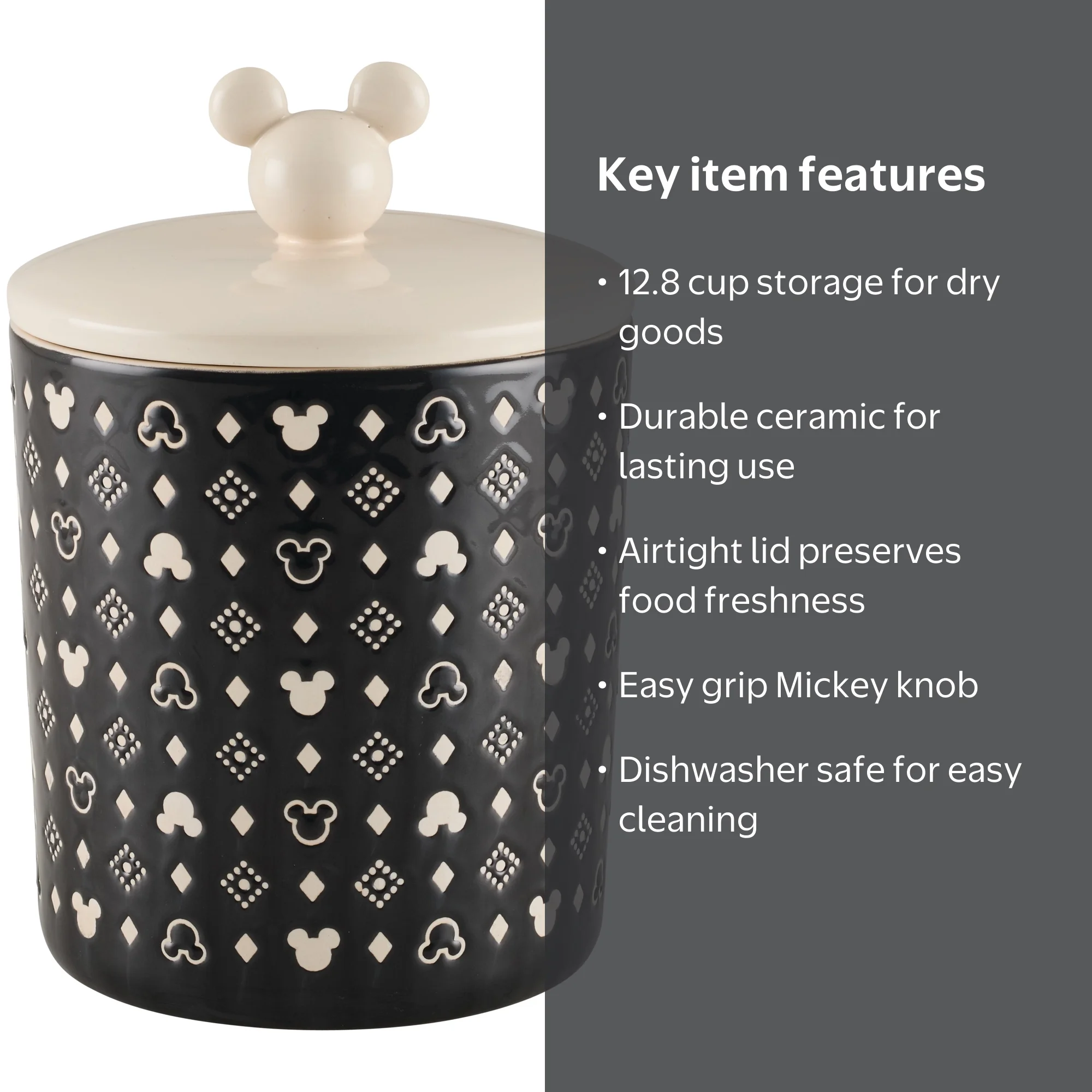 ミッキー ☆BIG陶器キャニスター Disney Home Monochrome 12.8 Cup Extra Large Ceramic Canister and