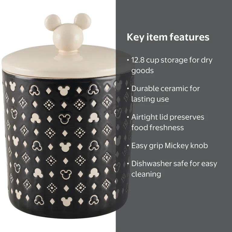 Disney Home Monochrome 12.8 Cup Extra Large Ceramic Canister and