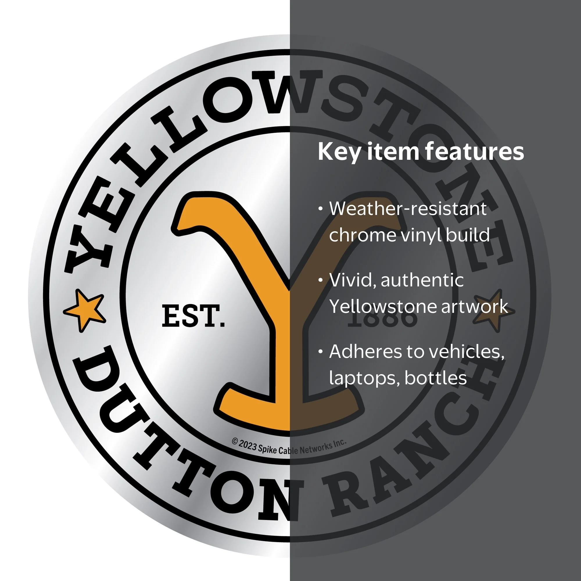 Yellowstone Iron Chrome Vinyl Car Sticker Decal, 4.75” x 4.75