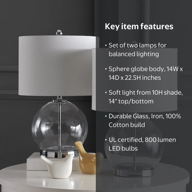 フロアスタンド Liquid Lamp LED Table Light SAFAVIEH Lonni 22.5 in. H Sphere Glass Table Lamp, Clear - Walmart.com