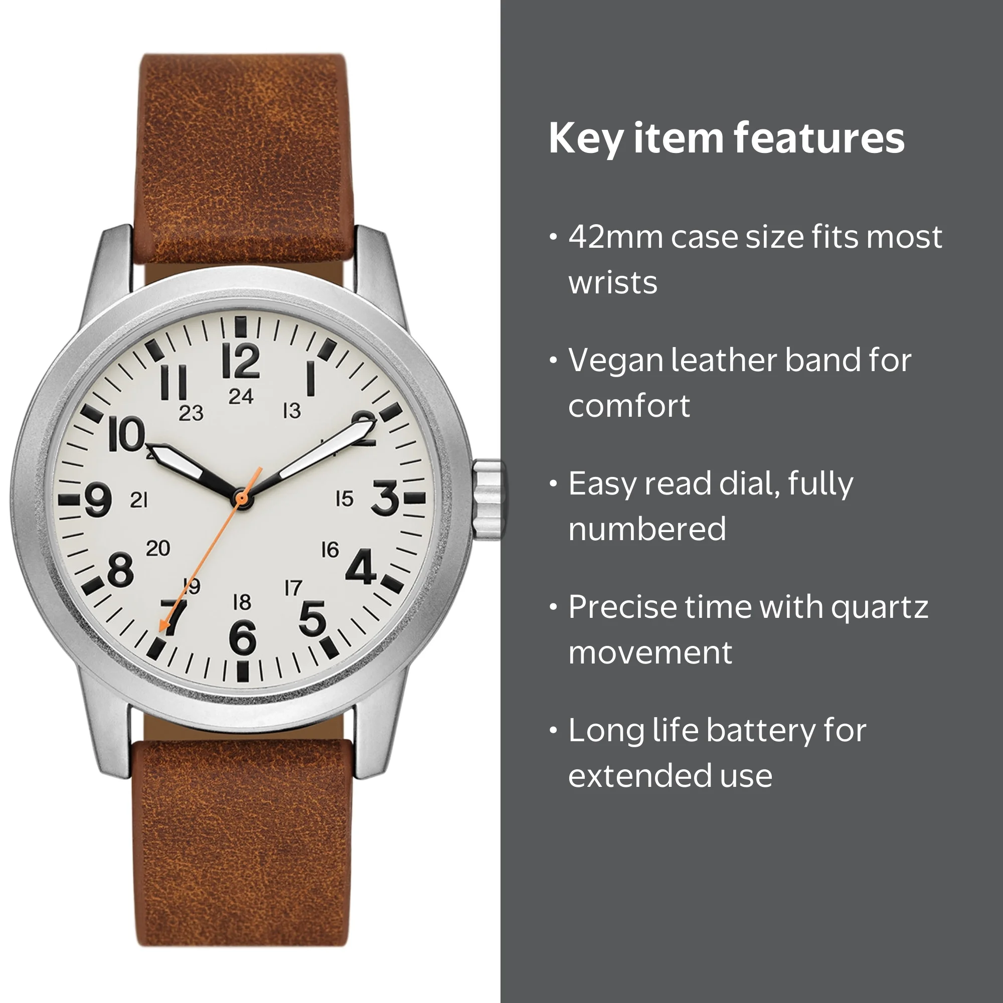 George Men's Rugged Matte Silver Tone Watch with Off White Easy
