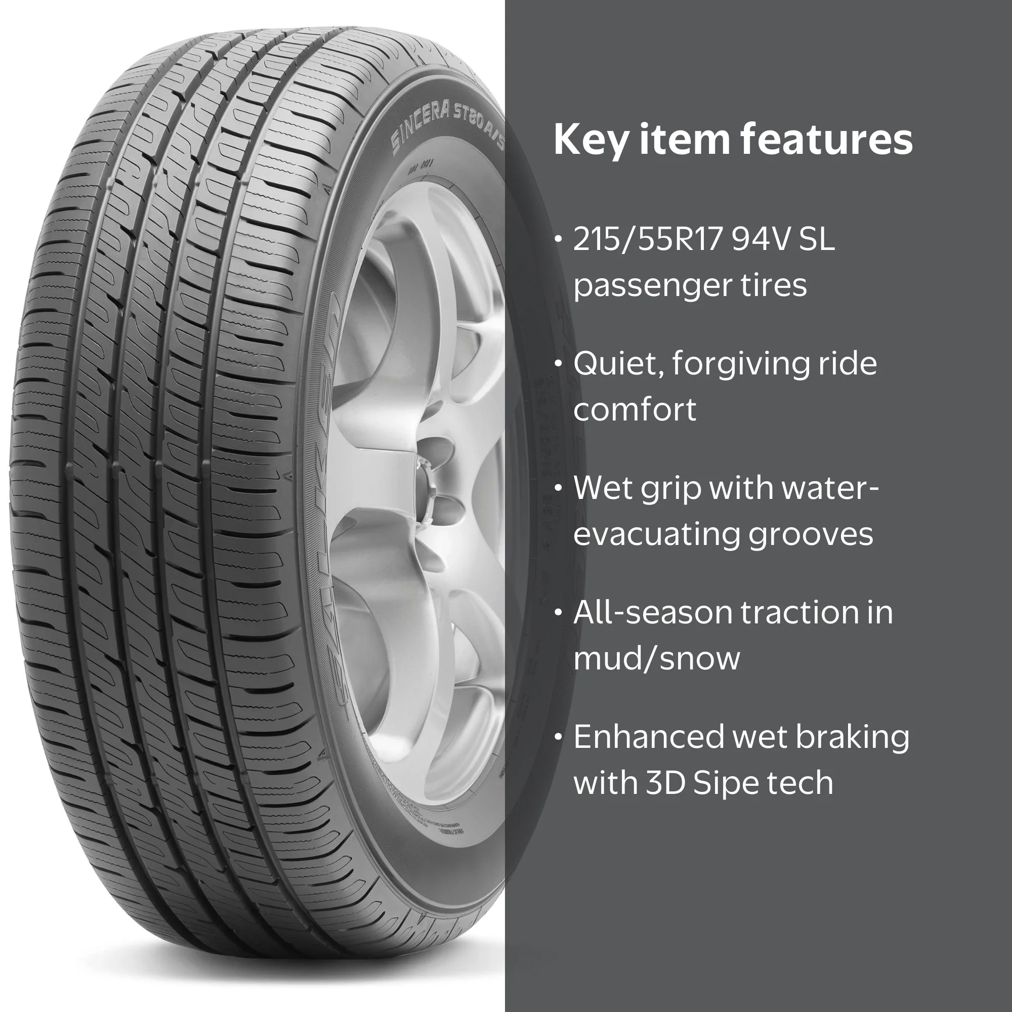 Falken Sincera ST80 A/S All Season 215/55R17 94V Passenger Tire