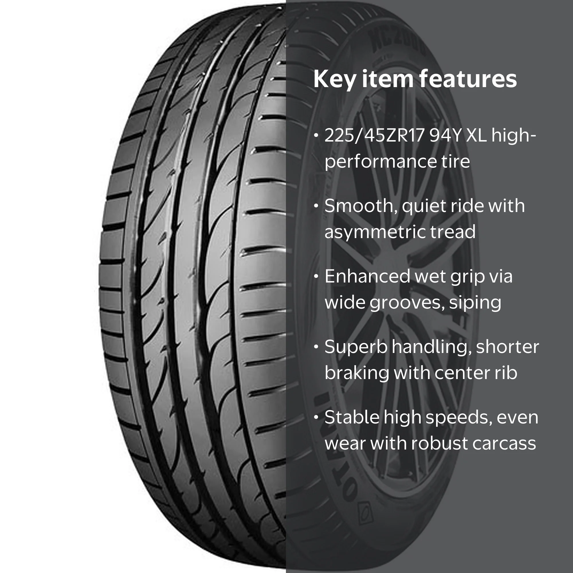 Otani High-Performance KC2000 UHP 225/45ZR17 94Y XL Passenger Tire