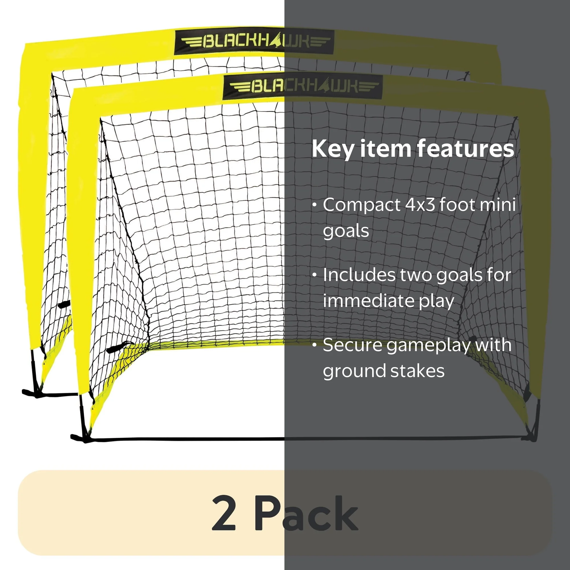 2 pack) Franklin Sports Blackhawk Soccer Goal - Pop up - Indoor +