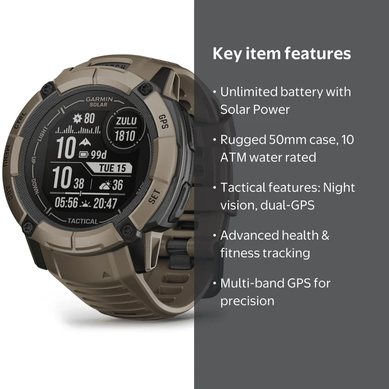 Garmin Instinct 2X Solar Tactical Rugged GPS Sport Tracker Watch