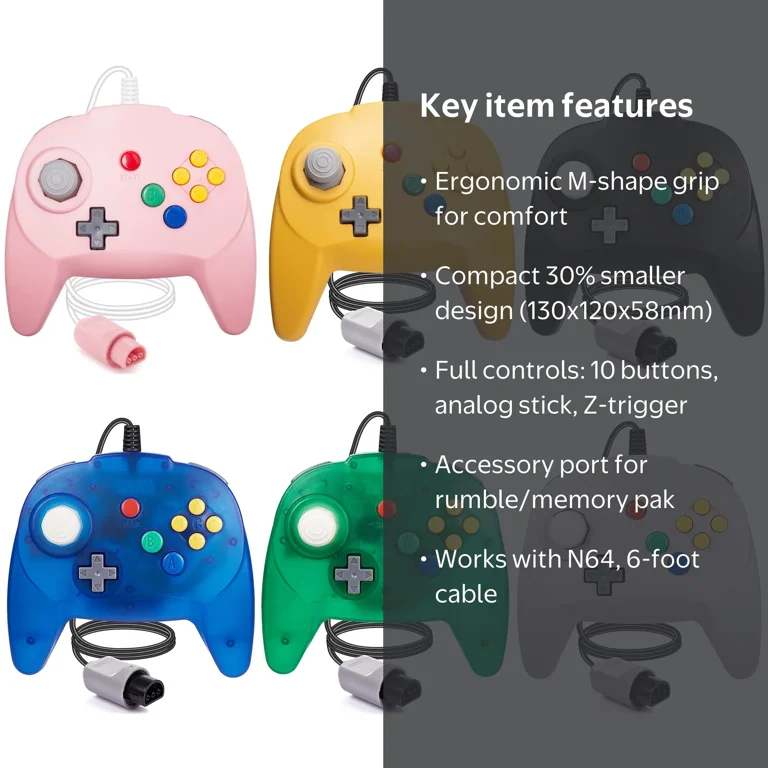 LUXMO Classic N64 Controller Retro Wired Mini N64 Controller