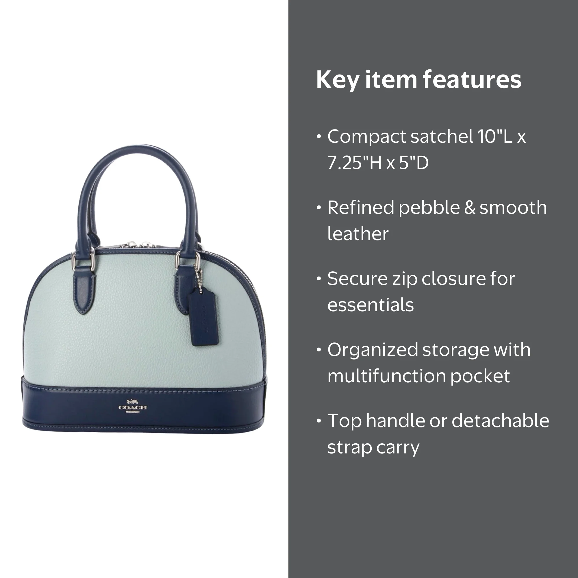 Coach Women's Sabrina Colorblock Satchel Bag in Pebbled Leather
