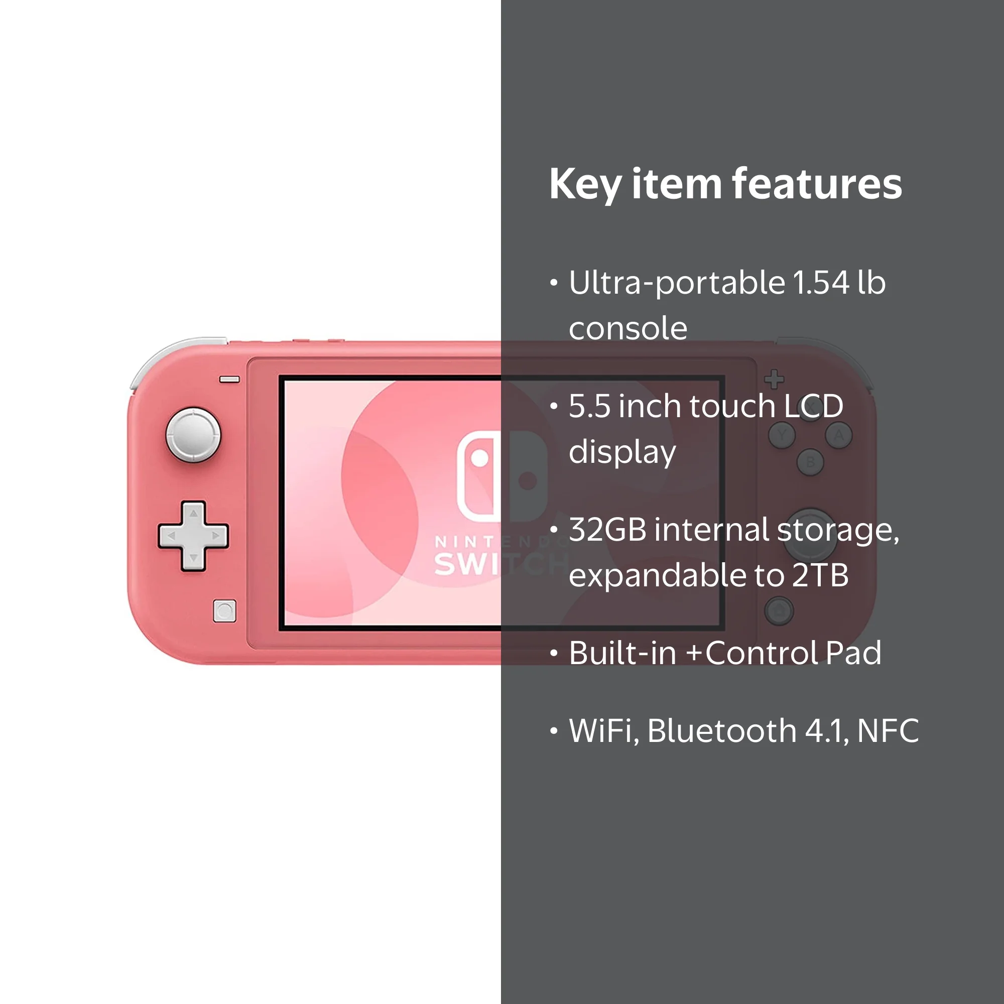 Nintendo Switch Lite Coral Console - 5.5