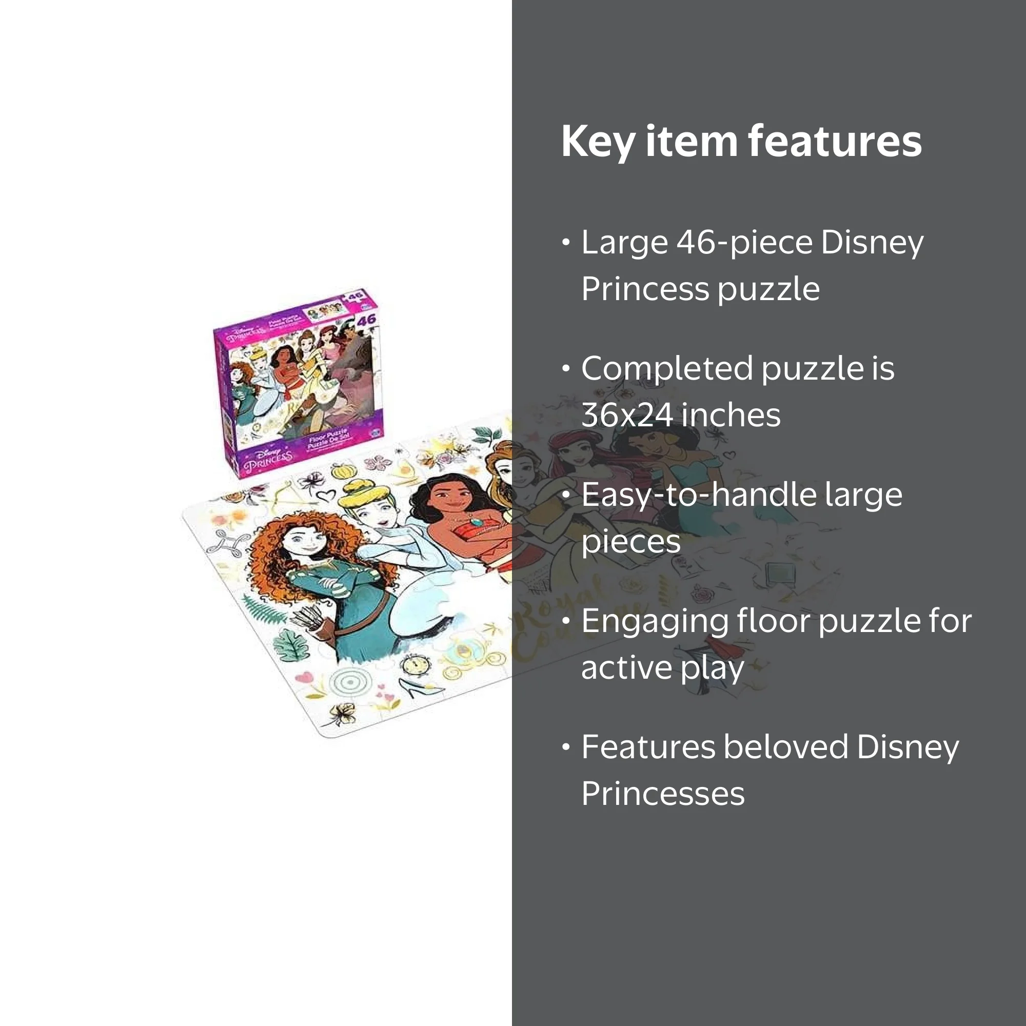 Disney 30391685 Royal Courage Princess Floor Puzzle - 46 Piece