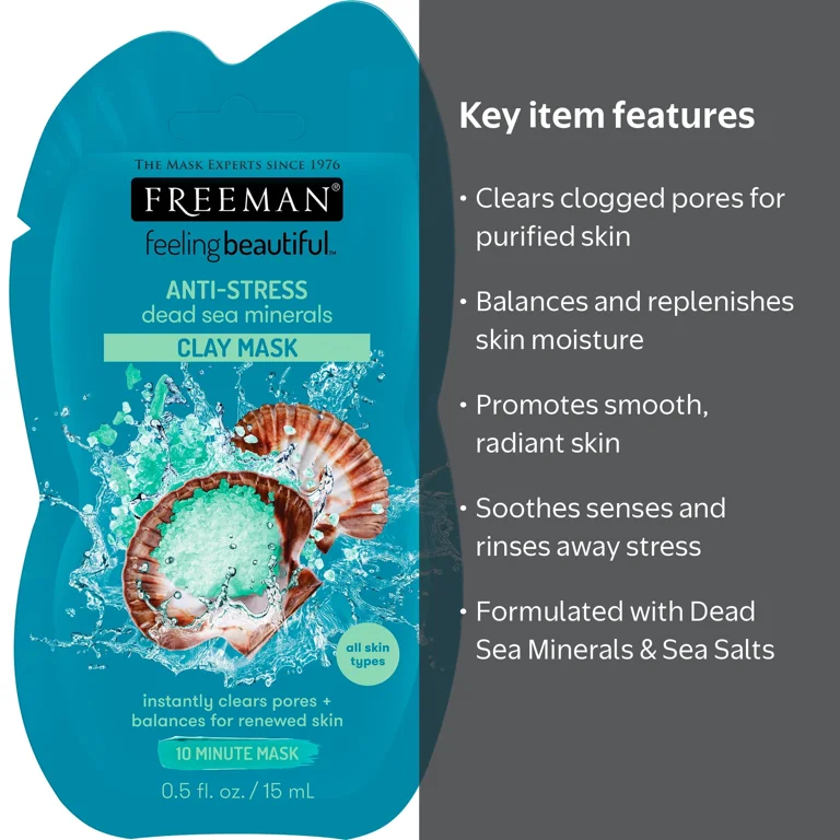 La Chère Mois Water Skin Mask 15ml Freeman Dead Sea Minerals Anti-Stress Clay Mask, 0.5 fl.oz./15 mL