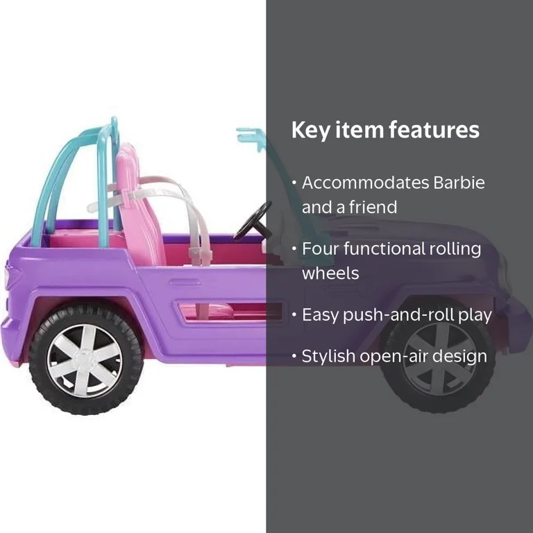purple toy car barbie purple suv walmart Barbie Off-Road Vehicle, Purple with Pink Seats