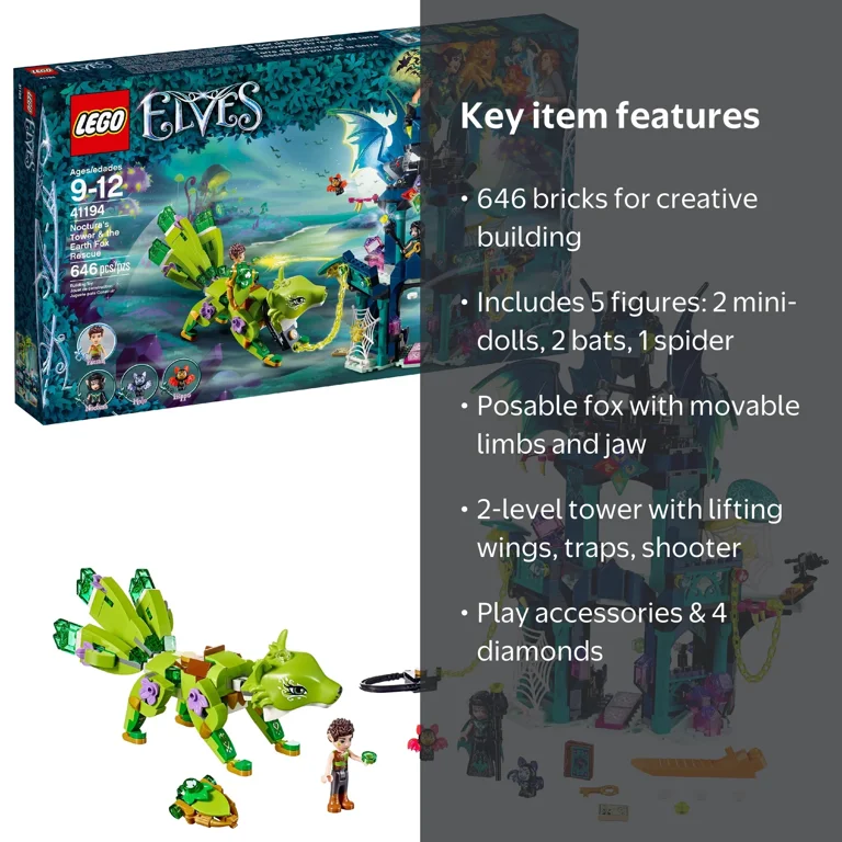 LEGO Elves Noctura's Tower & the Earth Fox Rescue 41194 - Walmart.com