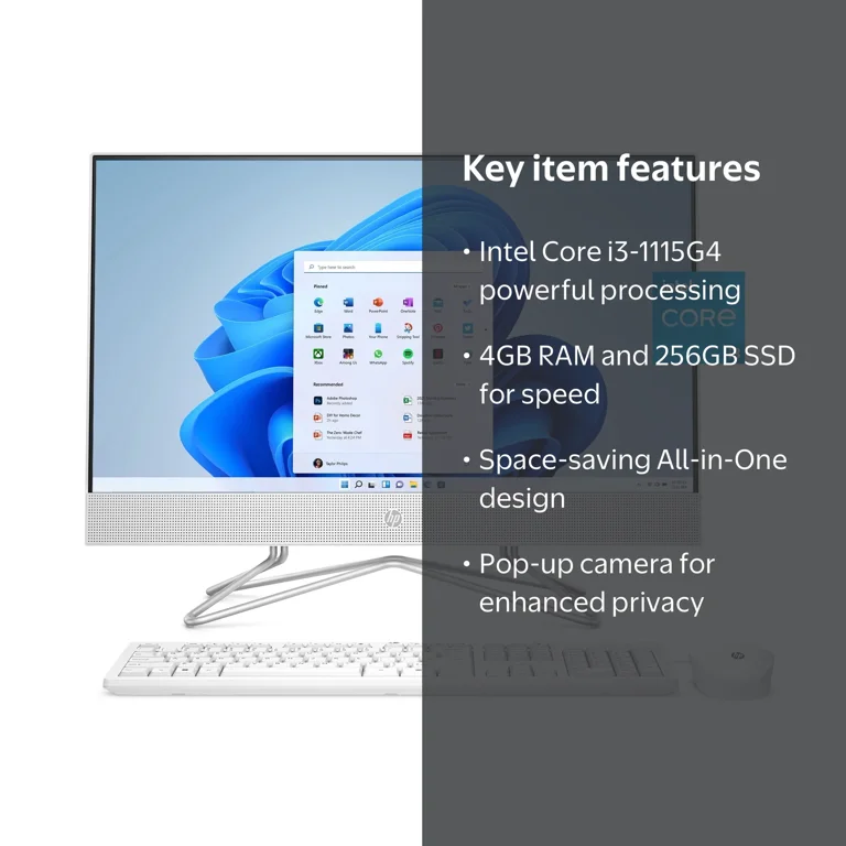 HP 24 All-in-One Desktop Computer, Intel Core i3, 4GB RAM, 256GB
