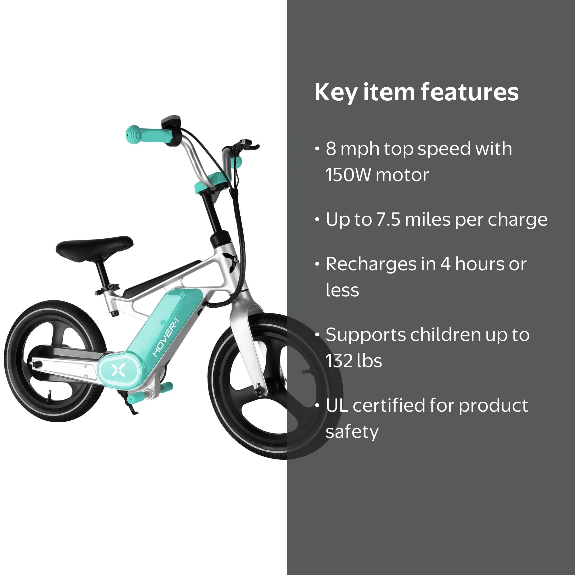 Hover-1 Kids My First E-Bike for Children, 8 mph Max Speed, Mint