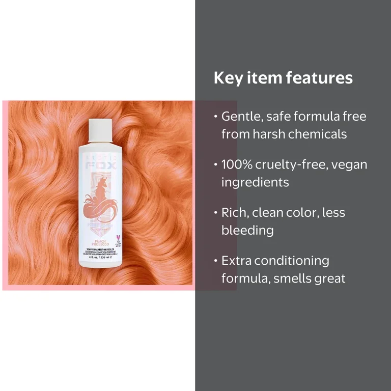 トリートメント peach Arctic Fox Peach Prosecco Pastel 8-oz. Semi-Permanent Vegan Hair