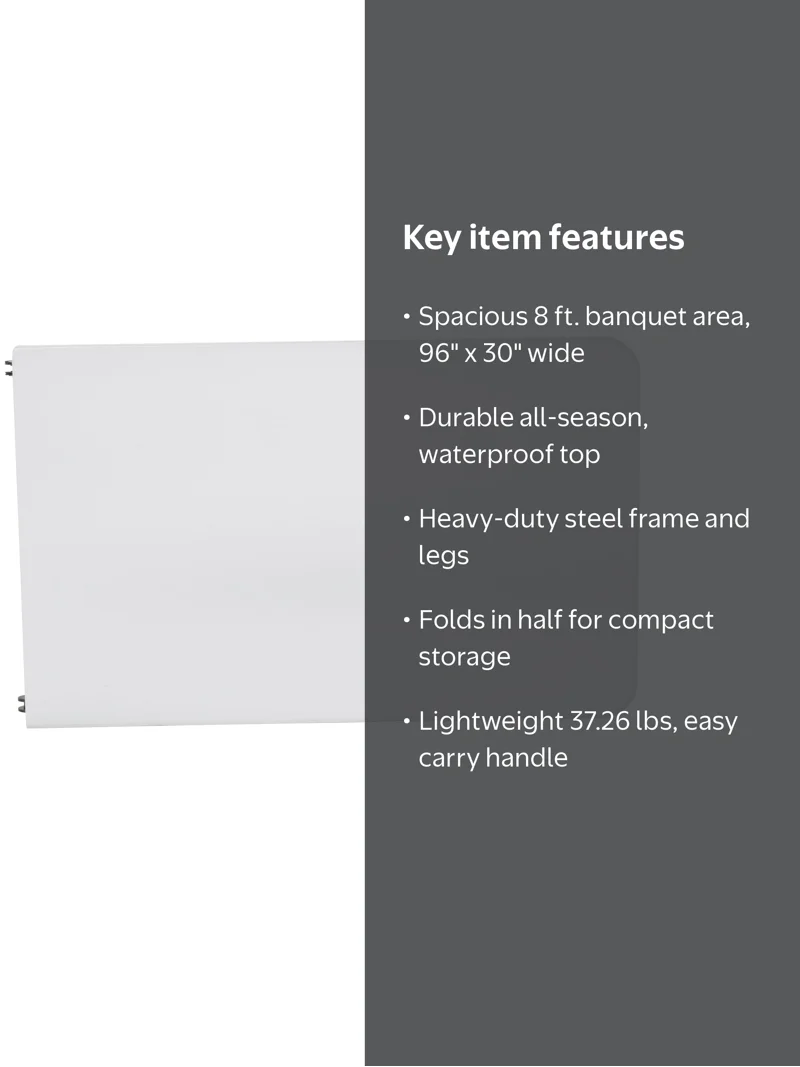 COSCO Deluxe Foldable Large 8ft x 30in Blow Molded Folding Table