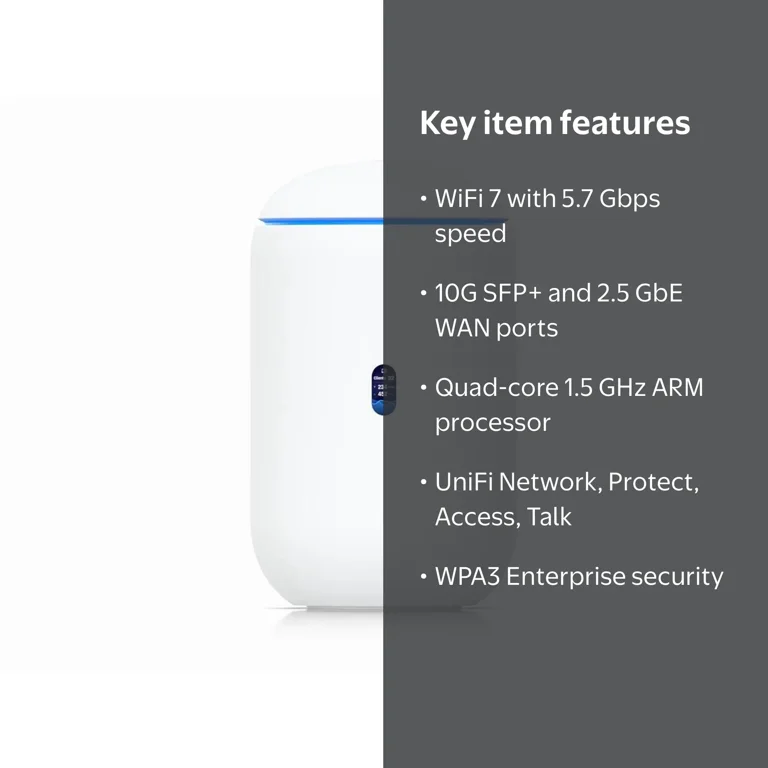 Ubiquiti Dream Router 7, Desktop 10G Cloud Gateway WiFi 7, PoE