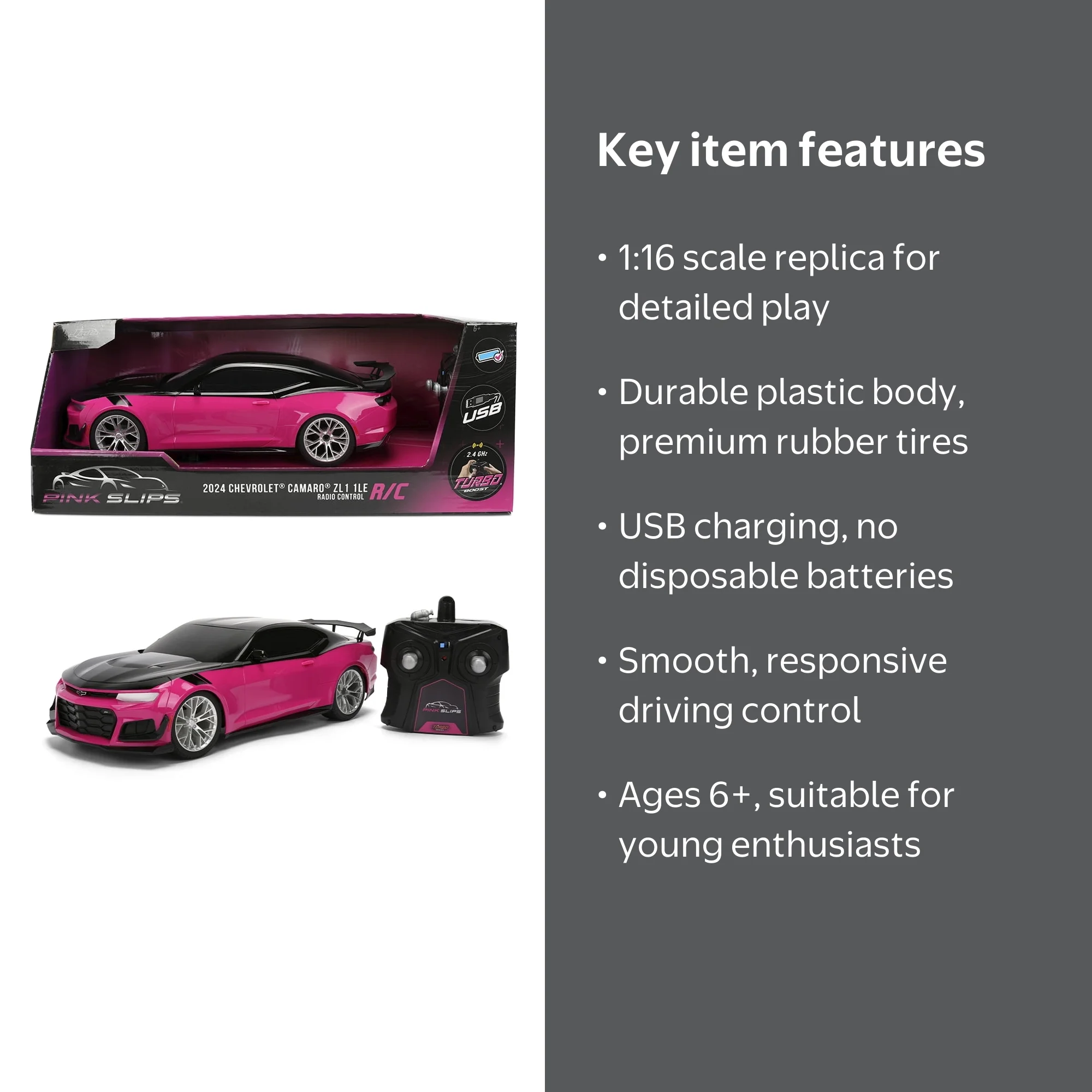 Pink Slips 1:16 2024 Chevy Camaro Zl1 1LE RC Radio Control Cars