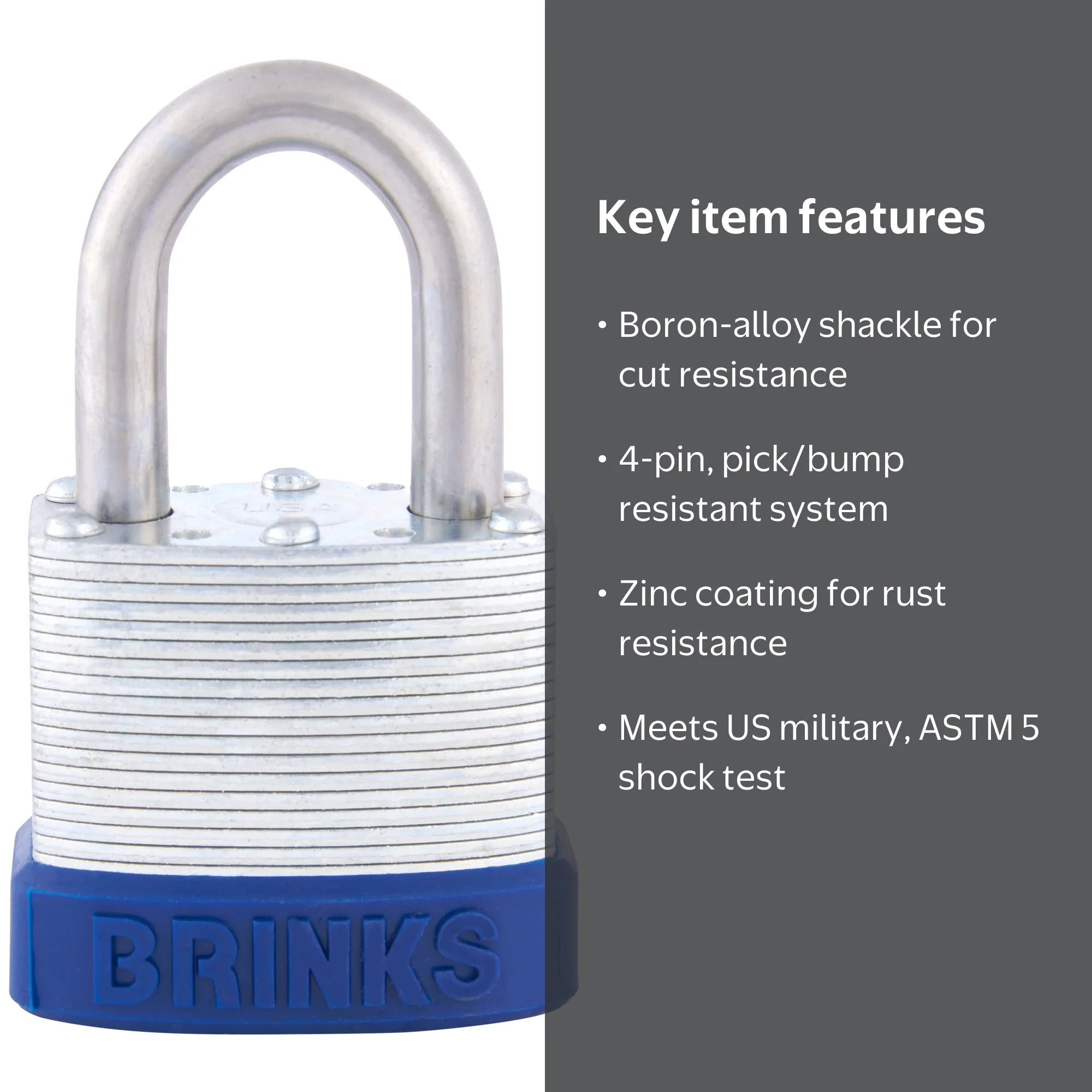 Brinks Laminated Steel 44mm Keyed Padlock with 1 1/8in Shackle