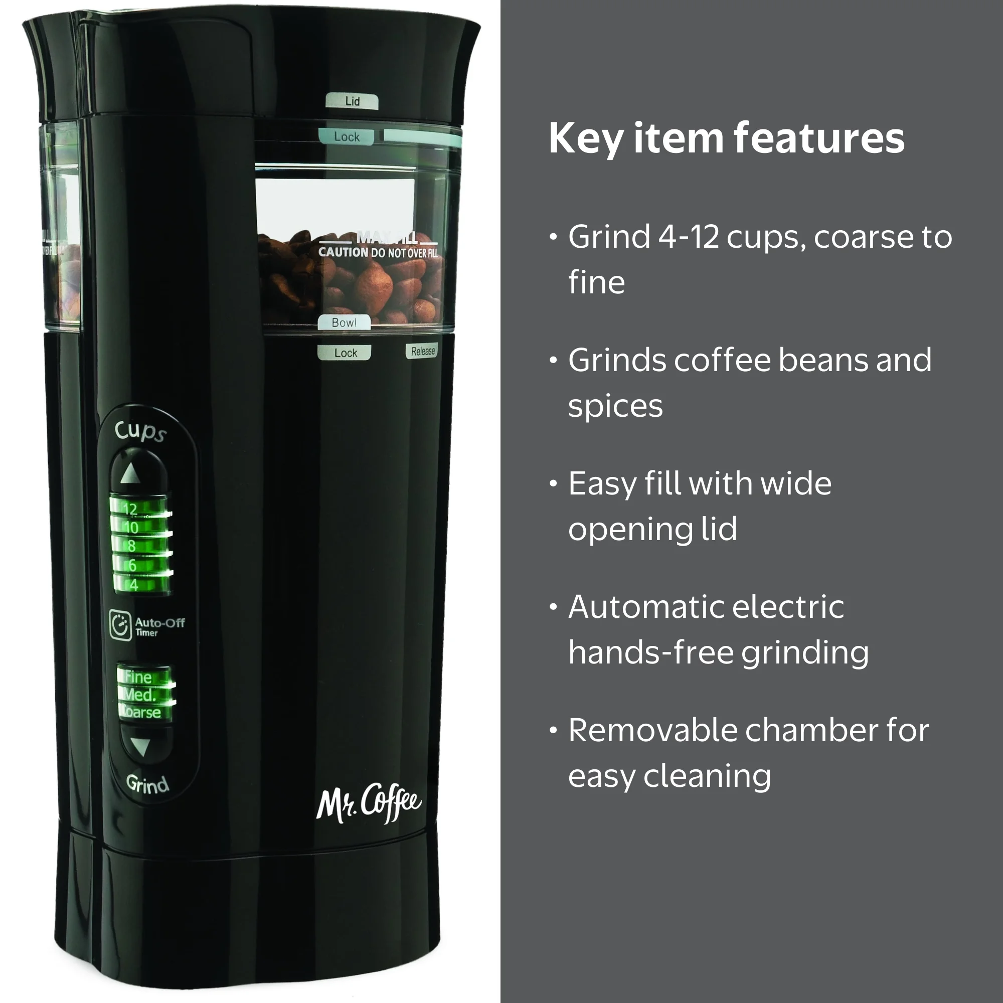 プレーヤー MR.BRAIN05 Mr. Coffee 12-Cup Electric Coffee Bean Grinding Machine with