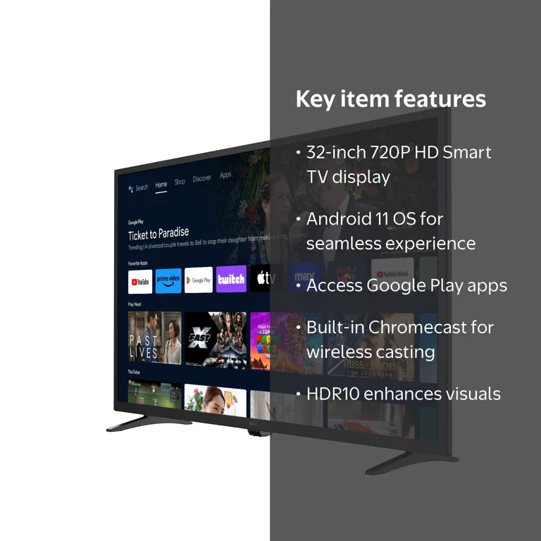 FPD 32-inch HD Android TV, Smart TV with Chromecast, Dolby Audio