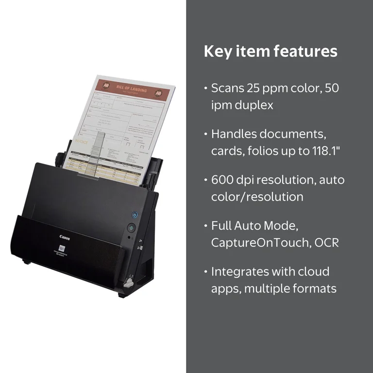 Canon, Office Document Scanner, imageFORMULA DR-C225 II, 600 dpi