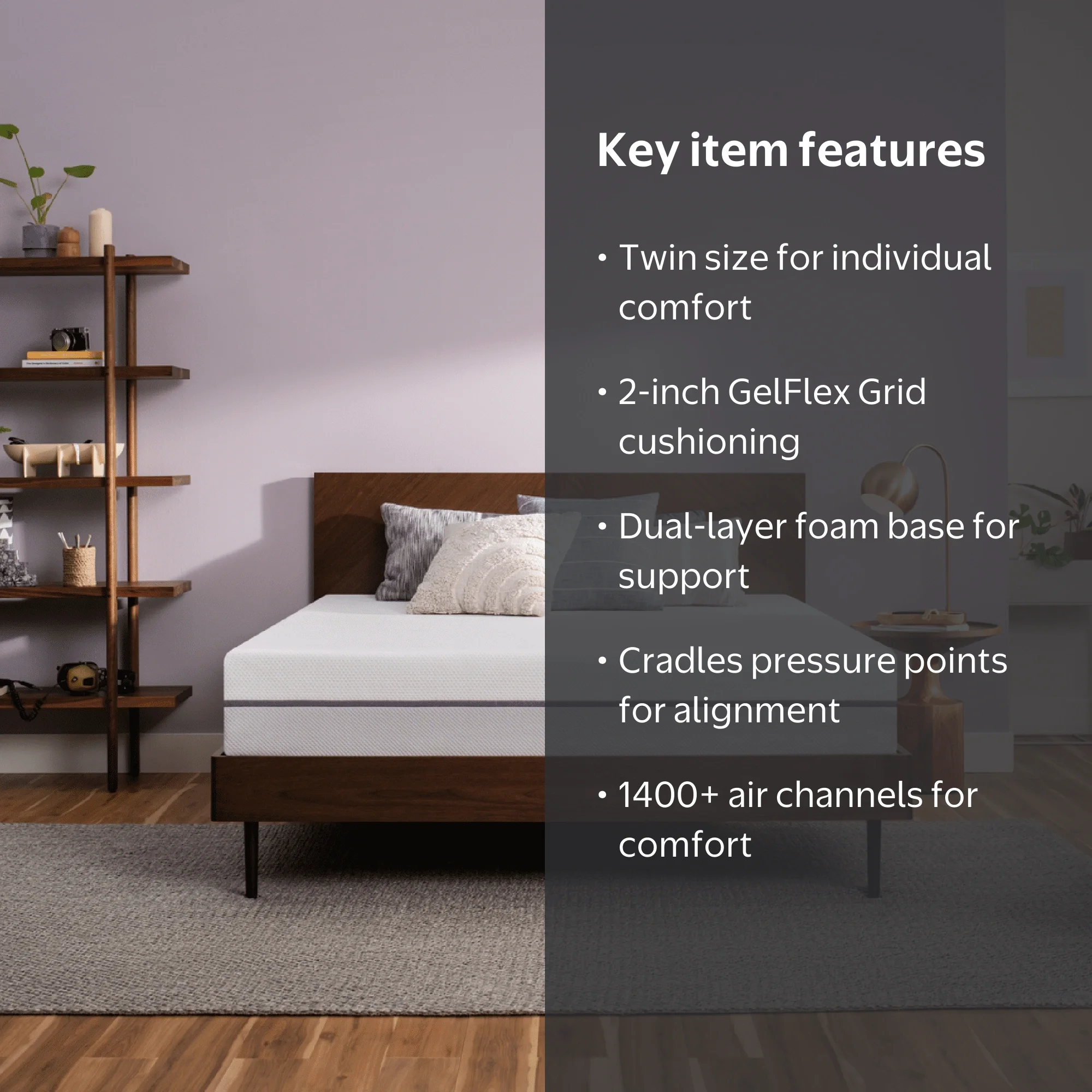 Purple Twin Size Mattress - GelFlex Grid, Comfortable, Better Than
