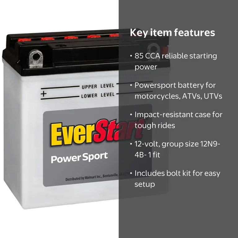 Free Shipping! Ever Start Lead Acid PowerSport Battery, Group Size