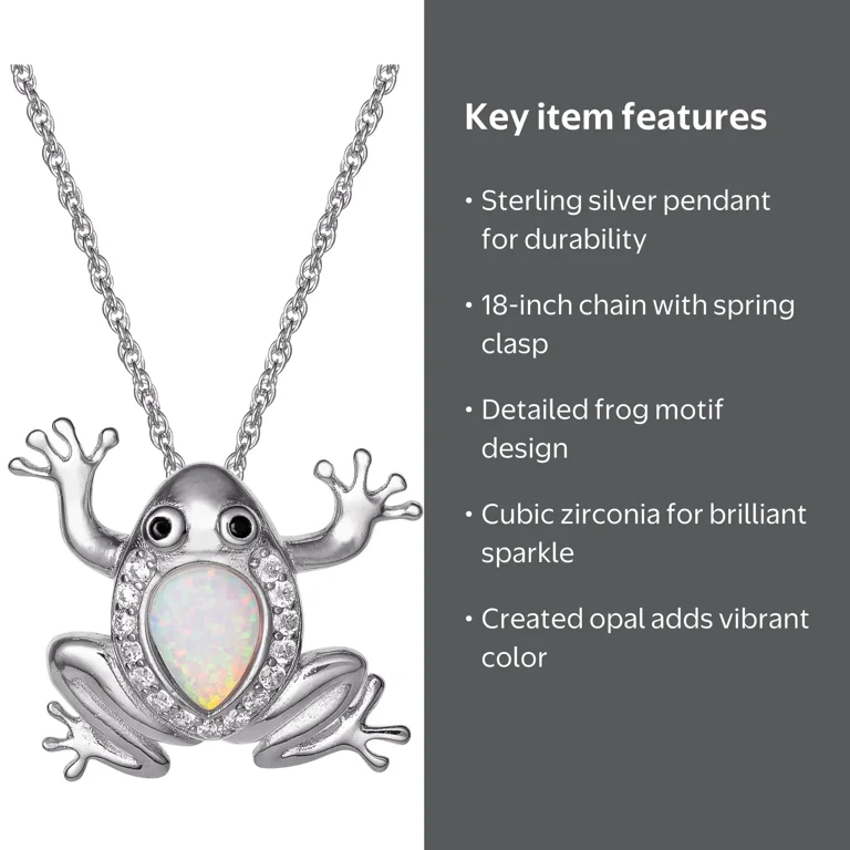 Women's Sterling Silver Frog Pendant with Cubic Zirconia and