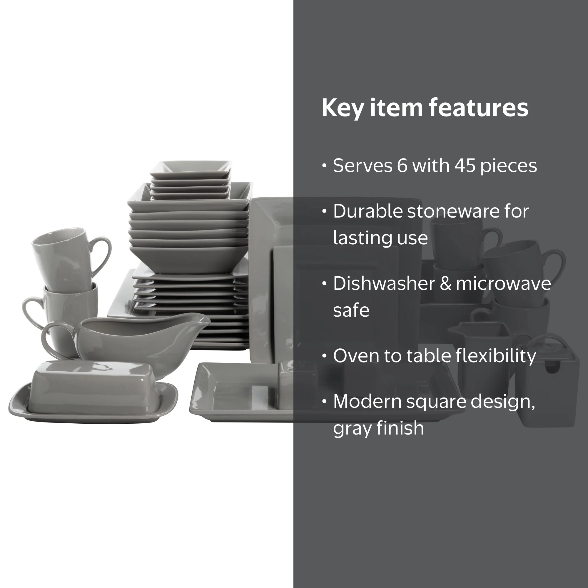 10 Strawberry Street Nova Square 40 Piece Stoneware Dinnerware Set