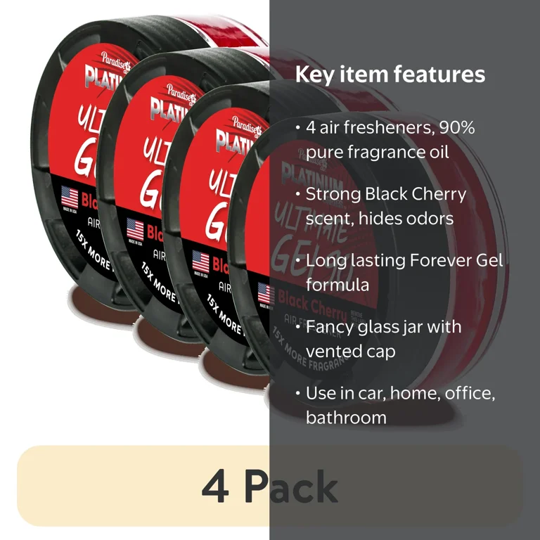 4 pack) Paradise Air Platinum Series Ultimate Gel 90 Air Freshener