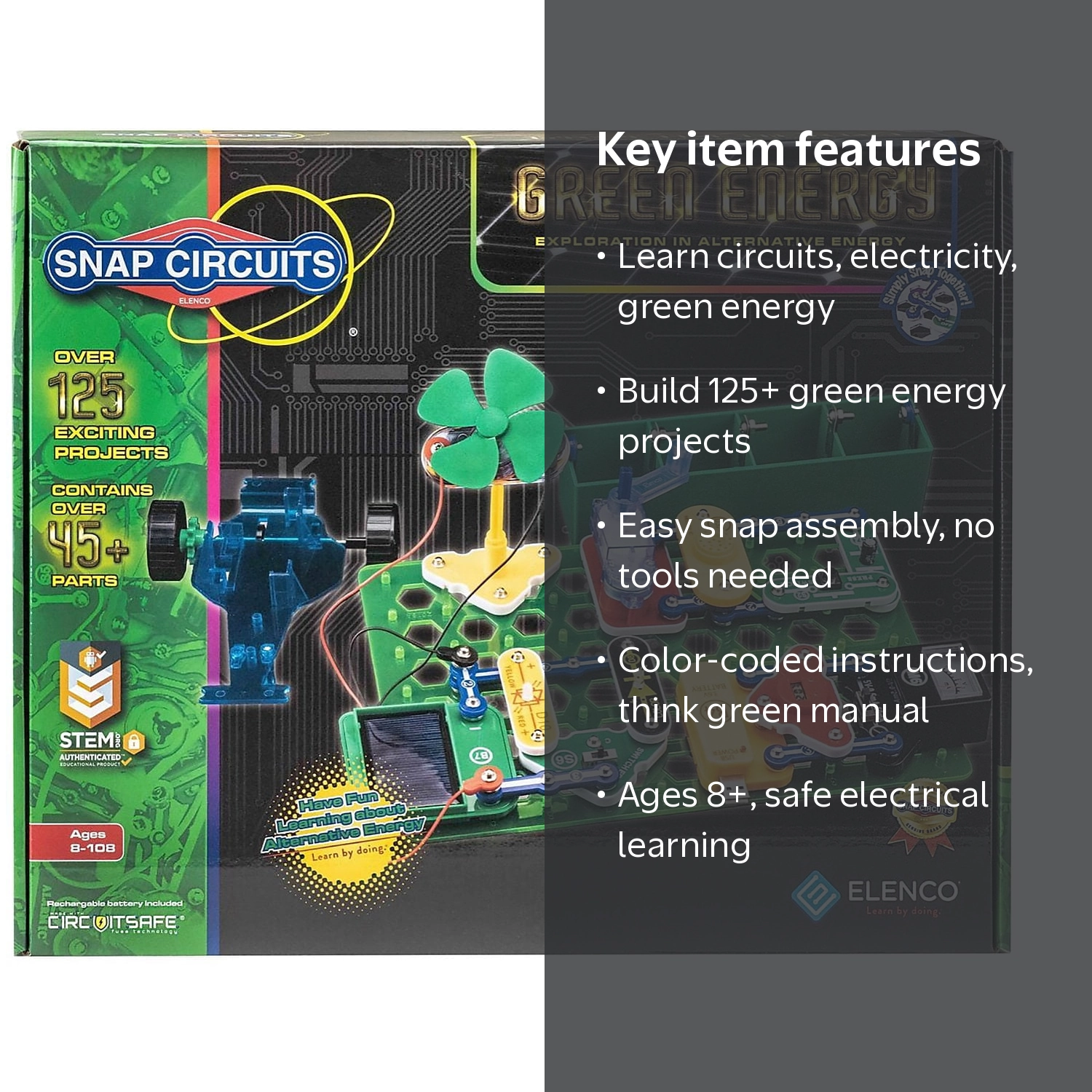Snap Circuits® Green Energy SCG225 | Electronics Science Kit | 125